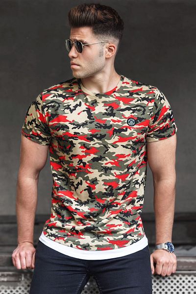 Madmext Rotes Herren-T-Shirt mit Tarnmuster 4480