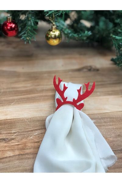 Masalsı Concept 6pcsred Felt Decorative Christmas Tableware Presentation Napkin Ring Napkin Ring pine christmas tree mix