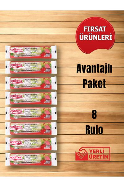 OPTİMEX GIFTED TRASH BAG STRAWBERRY SCENTED MEDIUM SIZE 10 PACK ROLLS x 8 PACK