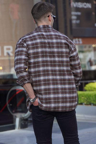 Madmext Brown Regular Fit Lumberjack Shirt 5554