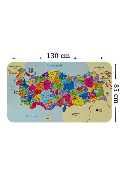 emınlowshop Educational and Instructional Detailed Neighbor Turkey Map Wall Sticker-85x130-3845
