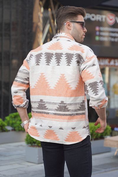 Madmext Orange Patterned Lumberjack Shirt T5561