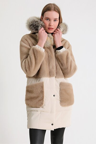 Leather Club Bej Aksesuarlı Kaban