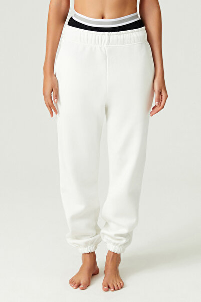 Los Ojos x Melodi Ecru Oversize/Wide Fit Cotton Thick Sweatpants Reversible