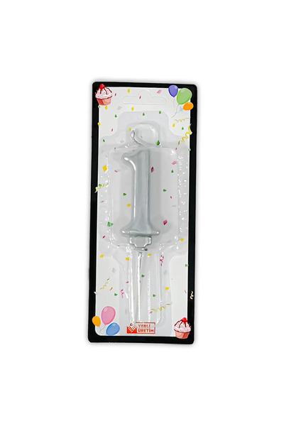 PARTY 34 Bir 1 Sayı Rakam Mum Gümüş Renk Yaş Pasta Mumu Doğum Günü