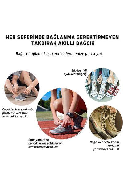 ipekbazaar Takbırak Mıknatıslı Lastikli Ayakkabı Bağcığı, Akıllı Bağcık, Bot Çocuk Spor Converse Bağcık