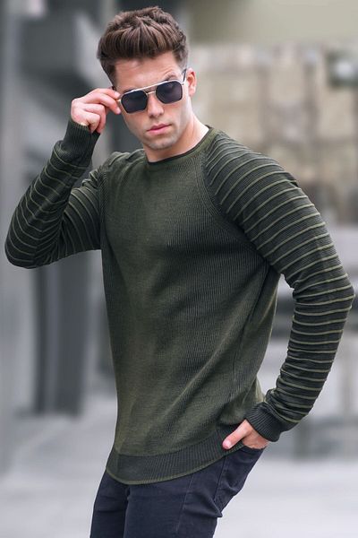 Madmext Khaki Crew Neck kötöttáru 5766 pulóver
