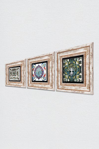Pinecone Δέντρο της ζωής, Πλακάκι Τέχνης Πέτρινος Πίνακας Τοίχου Πλαίσιο Διακόσμηση Τοίχου 3 τεμαχίων Σετ Ζωγραφικής Wall Art Tk3-685