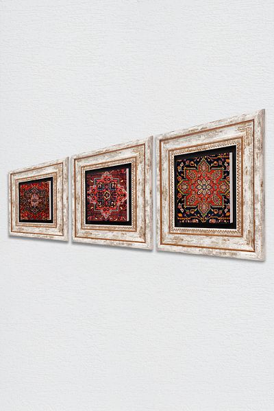 Pinecone Model de pictură pe perete cu piatră, decor de perete înrămat, set de pictură din 3 piese, artă de perete Tk3-1745