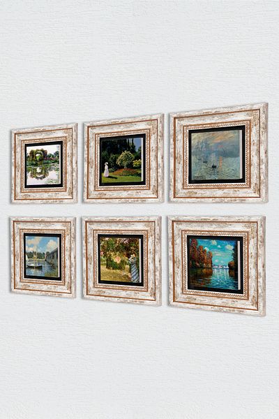 Pinecone Claude Monet Stone Wall Painting Framed Wall Decor 6 Piece Painting Set Wall Art Tk6-84