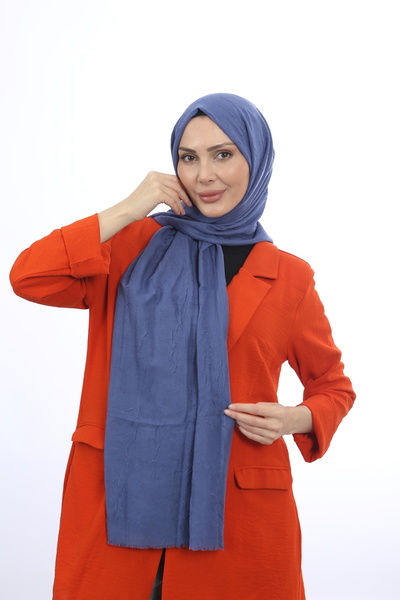 Trablus Tessetür Kadın Bambu Kraş Şal Kot Mavisi