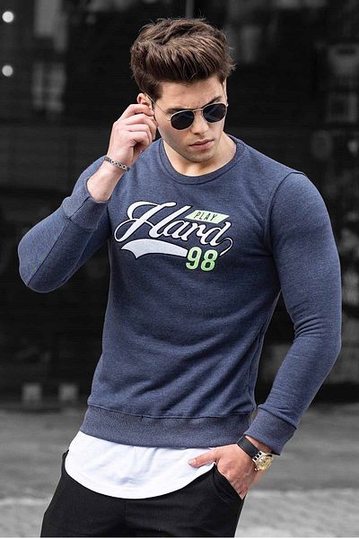 Madmext Bedrucktes Sweatshirt für Herren in Marineblau 4375