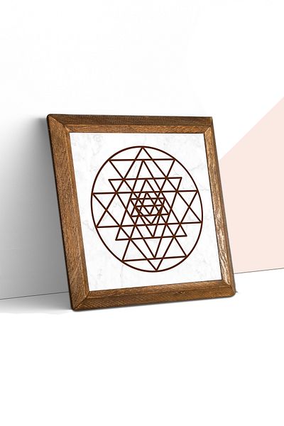 Pinecone Sri Yantra Πέτρινη Ζωγραφική Τοίχου Ξύλινο Πλαίσιο Διακόσμηση Τοίχου Τέχνη Τοίχου 25x25cm W1-175