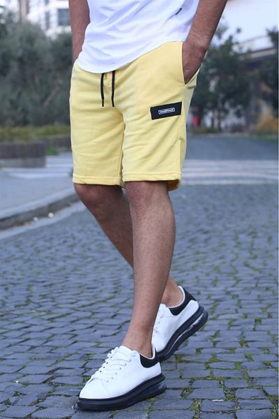 Madmext Gelbe Basic Capri Shorts für Herren