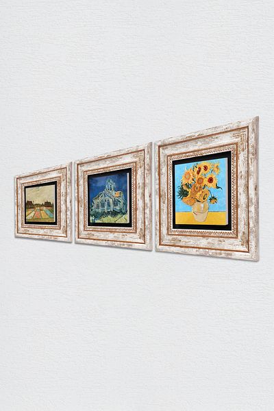 Pinecone Βαν Γκογκ Πέτρινη Ζωγραφική Τοίχων Κορνίζα Διακόσμηση Τοίχου 3 τεμαχίων Σετ Ζωγραφικής Wall Art Tk3-527