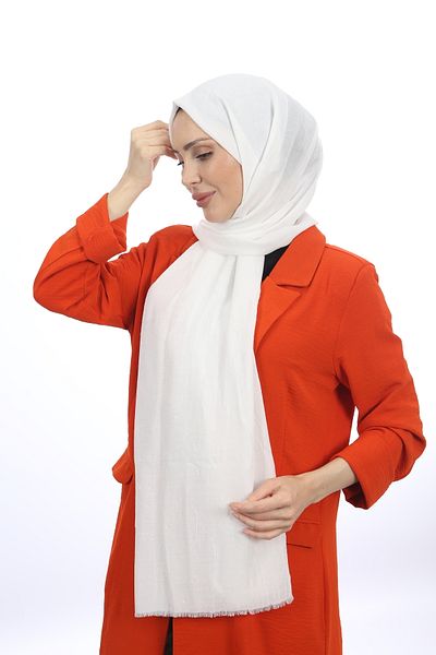 Trablus حجاب نسائي وشاح من الخيزران شال أبيض