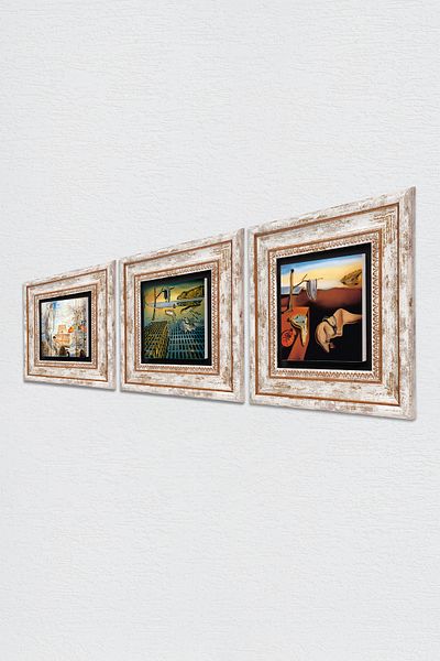 Pinecone Salvador Dalí Pictură pe perete cu piatră Decor de perete înrămat Set de pictură din 3 piese Wall Art Tk3-622