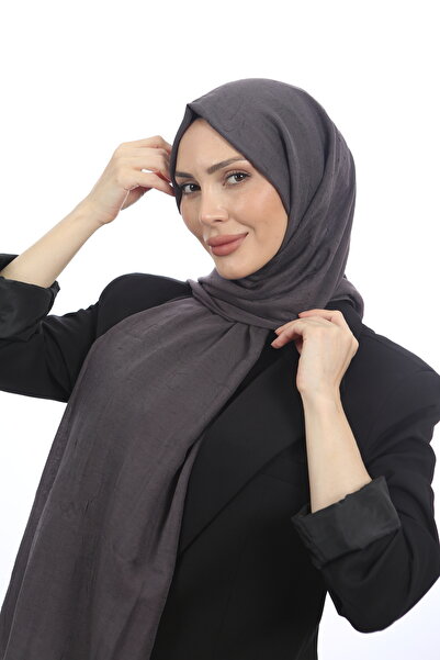 Trablus Tessetür Kadın Bambu Kraş Şal Füme