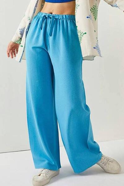 Madmext Pantaloni de in turcoaz cu picioare late Mg1846