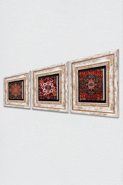Pinecone Model de pictură pe perete cu piatră, decor de perete înrămat, set de pictură din 3 piese, artă de perete Tk3-1808