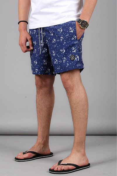 Madmext Marineblaue Badeshorts für Herren mit Ankermuster 6366