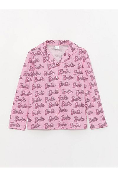 LC Waikiki Shirt Collar Printed Long Sleeve Girls Pajama Set