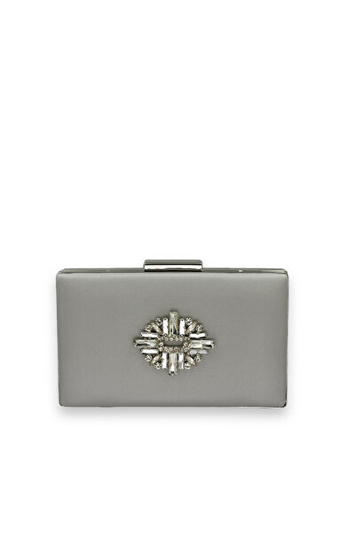 Biçanta Culoare Gri Argintiu Anti zgârieturi Satin Argintiu Piatră Geantă pen...