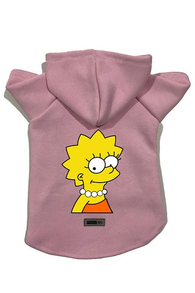 Monopetz Hooded Fleece Sweatshirt Dog and Cat Outfit & Dress - Pink Lisa Simpson