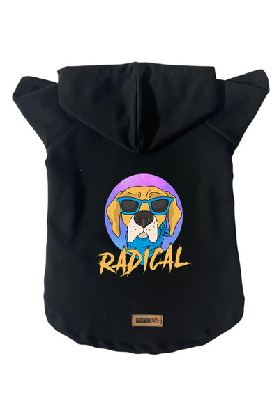 Monopetz سويت شيرت من الصوف بغطاء للرأس للكلاب والقطط - أسود جذري - مقاس M