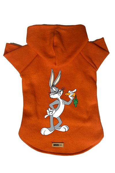 Monopetz Hooded Fleece Sweatshirt Dog and Cat Outfit & Dress - Orange New Bugs Bunny