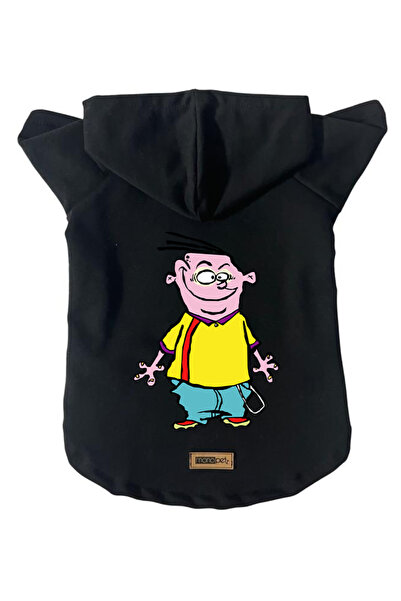 Monopetz سويت شيرت من الصوف بغطاء للرأس ملابس للكلاب والقطط - أسود مقاس XS