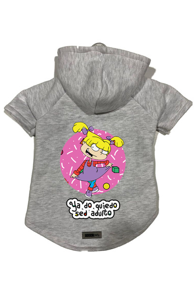 Monopetz سويت شيرت من الصوف بغطاء للرأس للكلاب والقطط - رمادي Rugrats Angelic...