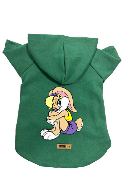 Monopetz سويت شيرت من الصوف بغطاء للرأس ملابس للكلاب والقطط - أخضر لولا - مقاس L