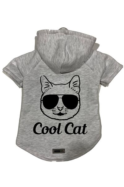 Monopetz Hooded Fleece Sweatshirt Dog and Cat Outfit & Dress - Gray Cool cat