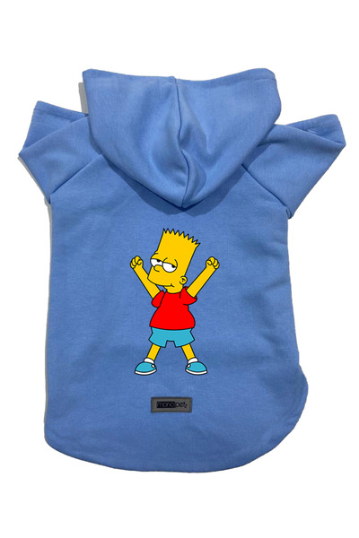 Monopetz سويت شيرت من الصوف بغطاء للرأس للكلاب والقطط - أزرق بارت سيمبسون - م...