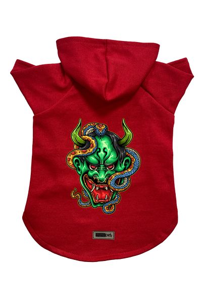 Monopetz Hooded Fleece Sweatshirt Dog and Cat Outfit & Dress - Red Master Snake - Size XS