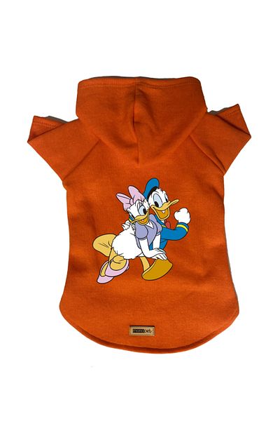 Monopetz Hooded Fleece Sweatshirt Dog and Cat Outfit & Dress - Orange Deysi & Donald