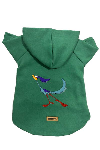Monopetz Hooded Fleece Sweatshirt Dog and Cat Outfit & Dress - Green Road Runner