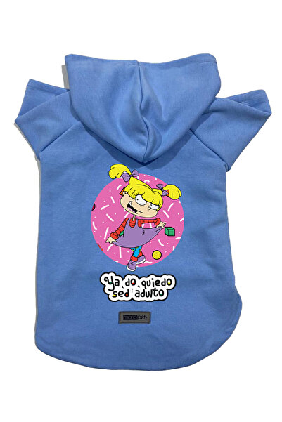 Monopetz سويت شيرت صوف بغطاء للرأس ملابس للكلاب والقطط - أزرق Rugrats Angelic...