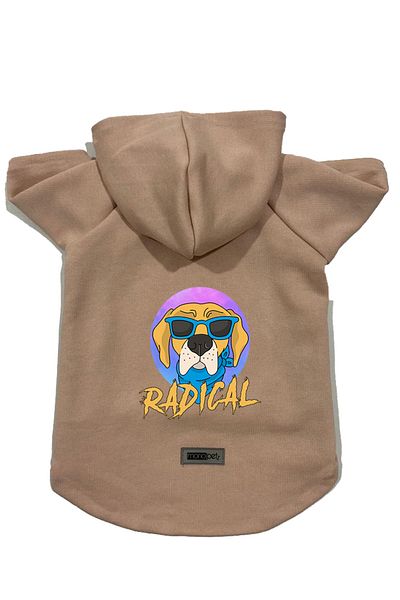 Monopetz Hooded Fleece Sweatshirt Dog and Cat Outfit & Dress - Beige Radical