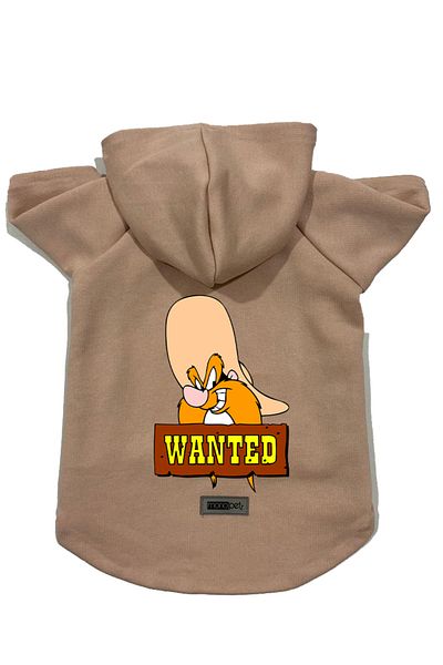 Monopetz Hooded Fleece Sweatshirt Dog and Cat Outfit & Dress - Beige J-Sam - Size L