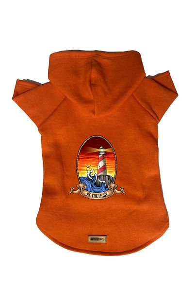 Monopetz Hooded Fleece Sweatshirt Dog and Cat Outfit & Dress - Orange Lighthouse