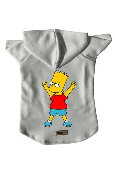 Monopetz Hooded Fleece Sweatshirt Dog and Cat Outfit & Dress - White Bart Simpson