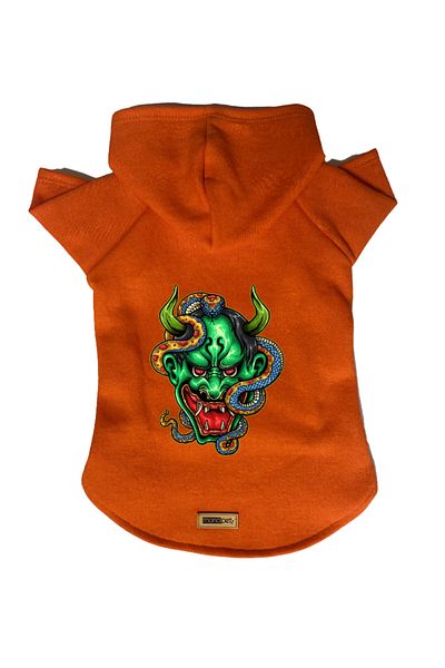 Monopetz Hooded Fleece Sweatshirt Dog and Cat Outfit & Dress - Orange Master Of The Snake