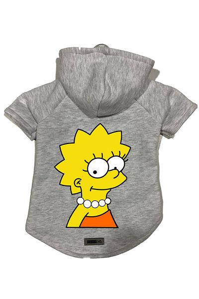 Monopetz Hooded Fleece Sweatshirt Dog and Cat Outfit & Dress - Gray Lisa Simpson