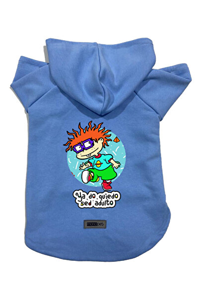 Monopetz سويت شيرت من الصوف بغطاء للرأس ملابس للكلاب والقطط - أزرق Rugrats Ca...