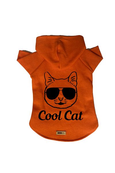 Monopetz Hooded Fleece Sweatshirt Dog and Cat Outfit & Dress - Orange Cool cat