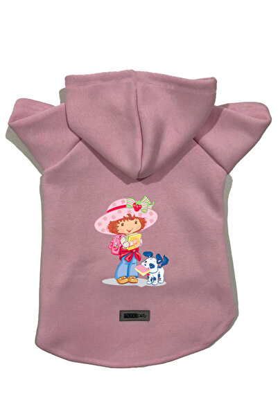 Monopetz سويت شيرت من الصوف بغطاء للرأس ملابس للكلاب والقطط - فتاة الفراولة ا...