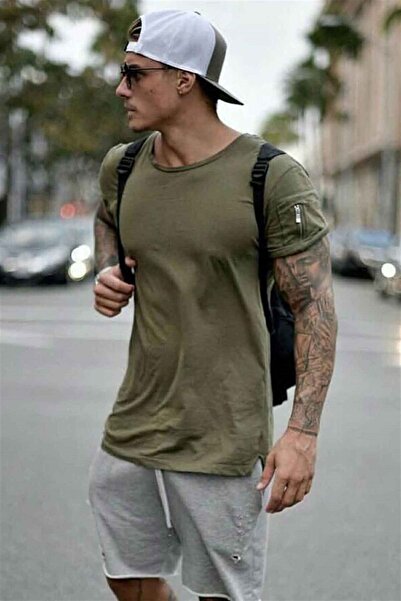 Madmext Χακί μπλουζάκι με φερμουάρ 4103