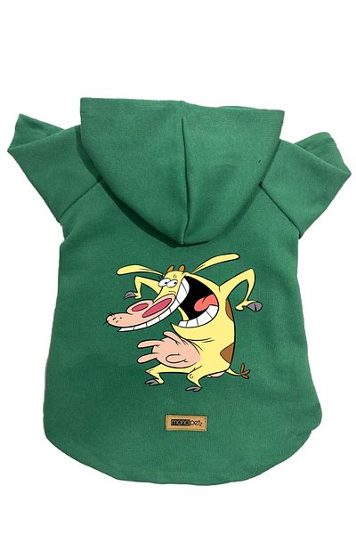 Monopetz Hooded Fleece Sweatshirt Dog and Cat Outfit & Dress - Green Cow